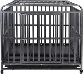 img 4 attached to 🐶 KELIXU Heavy Duty Dog Cage: Large Metal Crate & Kennel with 4 Lockable Wheels - Easy Install, 38 INCH