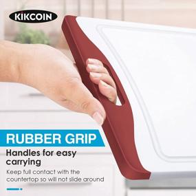 img 2 attached to 3-Piece Extra Large Plastic Cutting Board Set With Juice Grooves And Easy Grip Handle - Kikcoin Red