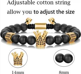 img 2 attached to SEVENSTONE Crown King Charm Bracelet: Bold And Chic Black Matte Onyx Stone Beads For Men And Women, 8Mm, 7.5"" Length