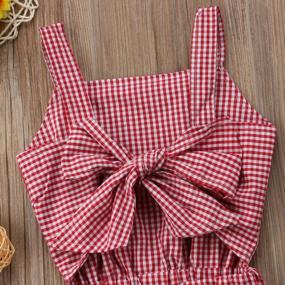 img 1 attached to Girls Plaid Bow Sleeveless Romper Jumpsuit Trousers Outfit Toddler Baby Clothes