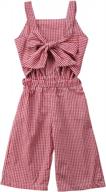 girls plaid bow sleeveless romper jumpsuit trousers outfit toddler baby clothes logo