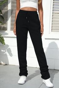 img 3 attached to Women'S Fleece-Lined High Waist Joggers With Drawstring & Ruched Stacked Pants Design