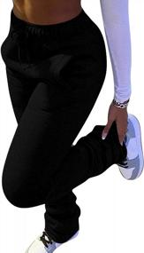 img 4 attached to Women'S Fleece-Lined High Waist Joggers With Drawstring & Ruched Stacked Pants Design