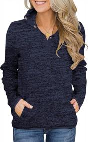 img 4 attached to Women'S Casual Color Block Fleece Sweatshirt 1/4 Button Pullover Tunic Tops With Pockets Long Sleeve Lightweight