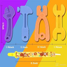 img 3 attached to 👶 Silicone Teether Toys for Babies 0-6 Months and 6-12 Months, Baby Teethers for Teething Relief, Baby Toys for 6 to 12 Months, Chewable Baby Toys Gifts for Infants, Toddler Hammer, Wrench, Spanner, and Pliers Shaped Baby Toys
