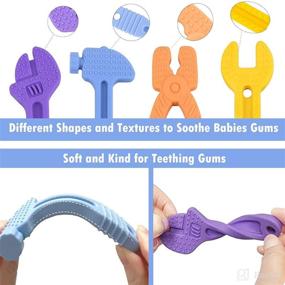 img 1 attached to 👶 Silicone Teether Toys for Babies 0-6 Months and 6-12 Months, Baby Teethers for Teething Relief, Baby Toys for 6 to 12 Months, Chewable Baby Toys Gifts for Infants, Toddler Hammer, Wrench, Spanner, and Pliers Shaped Baby Toys