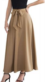 img 4 attached to Flawlessly Elegant: SouqFone'S High Waisted A-Line Maxi Skirt With Knot Front And Pleated Design For Women