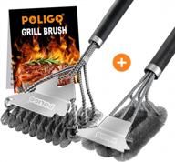 poligo bbq grill cleaning brush bristle free & scraper bundle - gas infrared charcoal porcelain grills - ideal gift for grill wizard grate cleaner logo