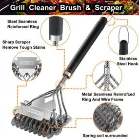 img 2 attached to POLIGO BBQ Grill Cleaning Brush Bristle Free & Scraper Bundle - Gas Infrared Charcoal Porcelain Grills - Ideal Gift For Grill Wizard Grate Cleaner