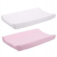 belsden 2 pack microfiber soft changing pad cover set, with 2 considerate safety belt holes, durable diaper change table sheet set for baby girls, 16''x32''x8'', white & pink colors logo