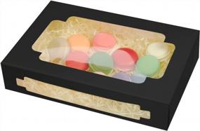 img 4 attached to Стильная и удобная коробка для печенья Yotruth с окошком для печенья 12X8X2,5 дюйма - упаковка из 25 штук
