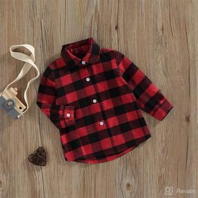 img 2 attached to 👶 Cozy and Stylish: Toddler Plaid Button Down Flannel Shirts for Autumn Winter Outfits