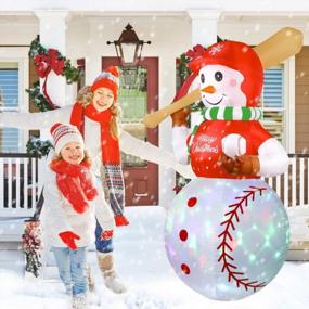 img 1 attached to 6-футовые рождественские надувные наружные украшения с вращающимися светодиодными фонарями - бейсбольный снеговик взорвать двор Xmas Party Garden Lawn Decor