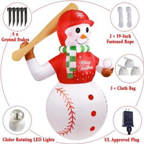 img 3 attached to 6-футовые рождественские надувные наружные украшения с вращающимися светодиодными фонарями - бейсбольный снеговик взорвать двор Xmas Party Garden Lawn Decor