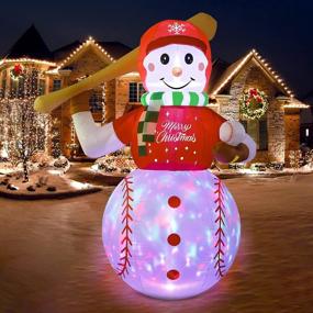 img 4 attached to 6-футовые рождественские надувные наружные украшения с вращающимися светодиодными фонарями - бейсбольный снеговик взорвать двор Xmas Party Garden Lawn Decor