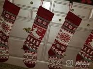 img 1 attached to 24 Inch Extra Long Knitted Christmas Stockings 4 Pack - White Red Green Snowflake Stripe For Family Holiday Season Decorations Rustic Personalized Large Xmas Stocking Decor By LimBridge review by Andrea Walters