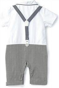 img 3 attached to 👶 HMD Baby Boy Gentleman White Shirt Bowtie Tuxedo Onesie Jumpsuit Overall Romper (0-18 Months) - Enhanced SEO