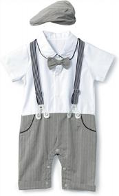 img 4 attached to 👶 HMD Baby Boy Gentleman White Shirt Bowtie Tuxedo Onesie Jumpsuit Overall Romper (0-18 Months) - Enhanced SEO