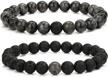 couples beaded bracelet set with lava rock beads for men and women - mengpa stone jewelry logo