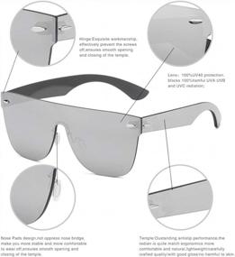 img 1 attached to VentiVenti Oversized Rimless Sunglasses - Square, One-Piece Mirror Lens For Men And Women With Anti-Reflective Coating - 2020 Release