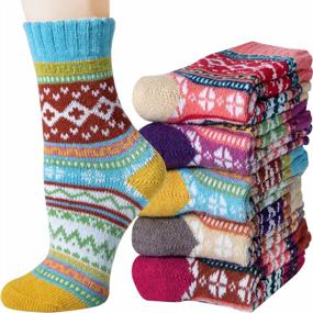 img 3 attached to 5 Pairs Merino Wool Socks Winter Warm Thick Knit Casual Crew Cozy Socks Gifts For Women