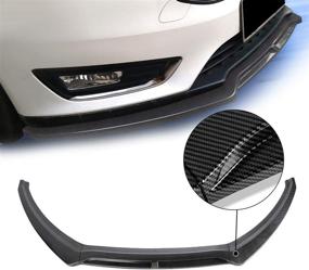 img 4 attached to 🚗 DNA Motoring Carbon Fiber Look Front Bumper Lip with Vertical Stabilizers - 3Pc Replacement for 2016-2018 Focus