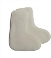 large natural white organic merino wool bed socks for children by lanacare logo