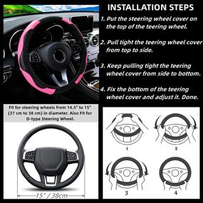 img 1 attached to 🚗 MYGHSX Universal 15-inch Anti-Slip Leather Car Steering Wheel Cover for Cars, SUVs, and Vehicles - Pink, Car Interior Protection Accessories for Men and Women