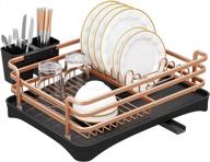 rust-proof aluminum dish drying rack with drainboard, removable cutlery holder and drain strainers for kitchen counter - howdia logo