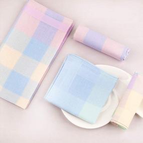 img 2 attached to Women'S 60S Cotton Checkered Pattern Handkerchiefs 17X17 For Wedding Party