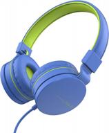 fun and functional lorelei l-01 on-ear kids headphones with microphone for school, travel and playtime in blue-green color logo