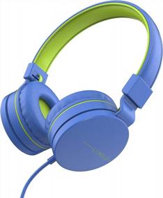 img 4 attached to Fun And Functional Lorelei L-01 On-Ear Kids Headphones With Microphone For School, Travel And Playtime In Blue-Green Color