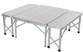 img 3 attached to Portable Aluminum Folding Camping Picnic Table & Chair Bench Set - Magshion
