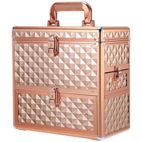 img 4 attached to Makeup Train Case Professional Makeup Organizer Case With Drawer Mirror Extra Large Makeup Manicure Accessory With Dividers Travel Cosmetic Case For Cosmetologist Nail Tech Kits Makeup Case Rose Gold