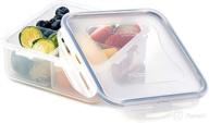 🍱 locknlock easy essentials on the go meal prep lunch box - airtight containers with lid (4 section) - bpa free, clear - 29 oz логотип