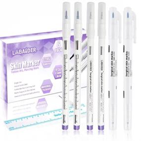 img 4 attached to 6Pcs Professional Surgical Tip Skin Marker Pen Sterile Tattoo Stencil Markers With Paper Ruler For Eyebrow, Lips - 0.5MM & 1MM Individually Wrapped By LabAider