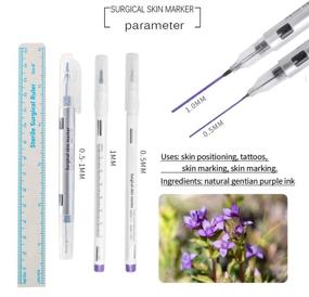 img 2 attached to 6Pcs Professional Surgical Tip Skin Marker Pen Sterile Tattoo Stencil Markers With Paper Ruler For Eyebrow, Lips - 0.5MM & 1MM Individually Wrapped By LabAider