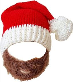 img 4 attached to Flou Christmas Hat Унисекс вязаная шапка с бородой Beanie Mask Caps Коричневый