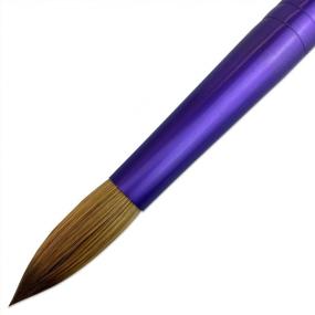 img 1 attached to #8 Pana Acrylic Nail Brush - Pure Kolinsky Hair, Beigh Purple Wood Handle & Purple Ferrule Round Shaped Style