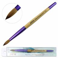 #8 акриловая кисть для ногтей pana - pure kolinsky hair, светло-фиолетовая деревянная ручка и фиолетовый наконечник круглой формы логотип