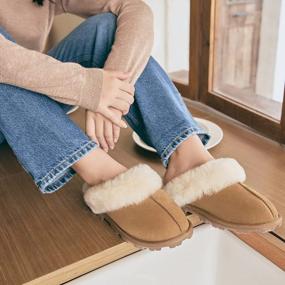 img 1 attached to Genuine Australian Sheepskin Women'S Slippers With Hard Soles - 100% Shearling Indoor/Outdoor Warm Fuzzy Wool Slippers By WaySoft