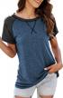nirovien womens crewneck raglan sleeve shirts tees color block workout tops loose fit summer tshirts(blue,2xl) logo