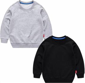 img 4 attached to 👕 ZiweiStar Kids' Crewneck Sweatshirt | Boys & Girls | Long Sleeve Cotton | Toddler Casual Solid T-Shirt | Pullover Tops for Sports