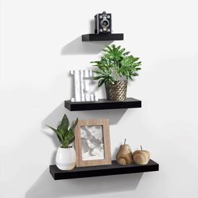 img 1 attached to Transform Your Space With AHDECOR'S Wall-Mounted Black Floating Shelves - Ideal For Home And Office, Set Of 3