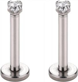 img 4 attached to 16G CZ Triple Forward Helix Ear Cartilage Tragus Studs Earrings Lip Piercing 2/3/4Mm