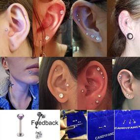 img 3 attached to 16G CZ Triple Forward Helix Ear Cartilage Tragus Studs Earrings Lip Piercing 2/3/4Mm