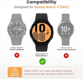 img 3 attached to Samsung Galaxy Watch 4 44Mm Rugged Case Band + Screen Protector - Built-In Bumper Cover With Glass Film Accessories For Men Women - Black