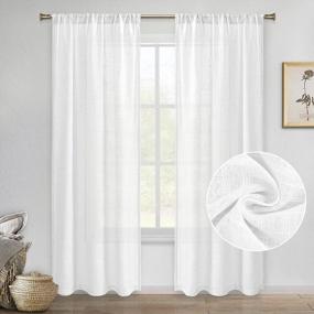 img 4 attached to DWCN Faux Linen Sheer Curtains 84 Inch Length 2 Panels Set, Light Filtering Semi Voile Rod Pocket Top Window Curtain For Living Room Bedroom, 42 X 84 Inch Length