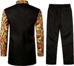 img 3 attached to LucMatton Men'S African 2 Piece Set - Long Sleeve Dashiki Suit With Button Up Tops & Pants