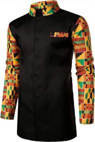 img 2 attached to LucMatton Men'S African 2 Piece Set - Long Sleeve Dashiki Suit With Button Up Tops & Pants